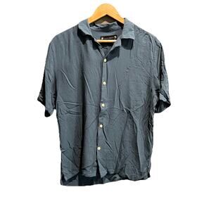 AllSaints Blue Relaxed Fit Short Sleeve Men's Casual Button Down Shirt Size M